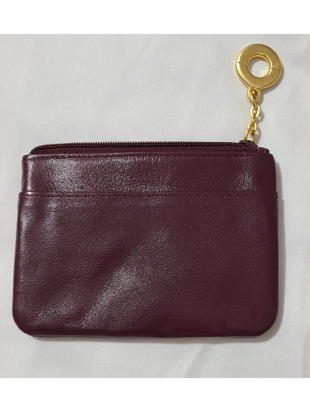 Vtg Amanda Smith Leather Coin Purse Womens Sz Small Burgundy Keychain Pouch GUC